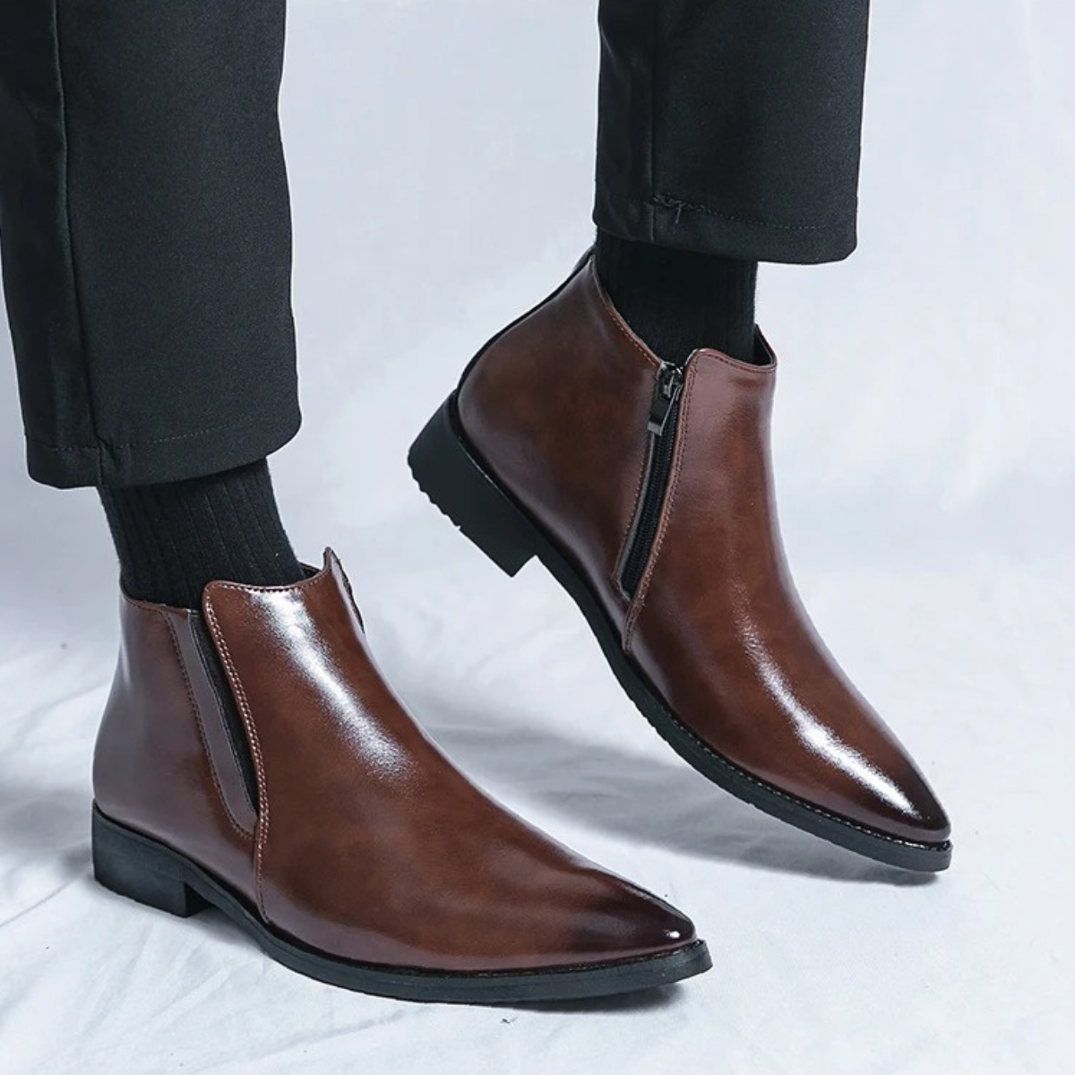 The Panarea Bottines Chelsea Classiques en Cuir à Enfiler pour Homme