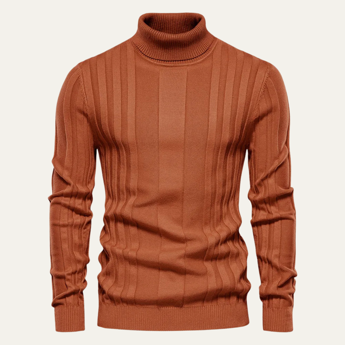 The Bolgheri – Pull homme col roulé en maille côtelée coupe ajustée