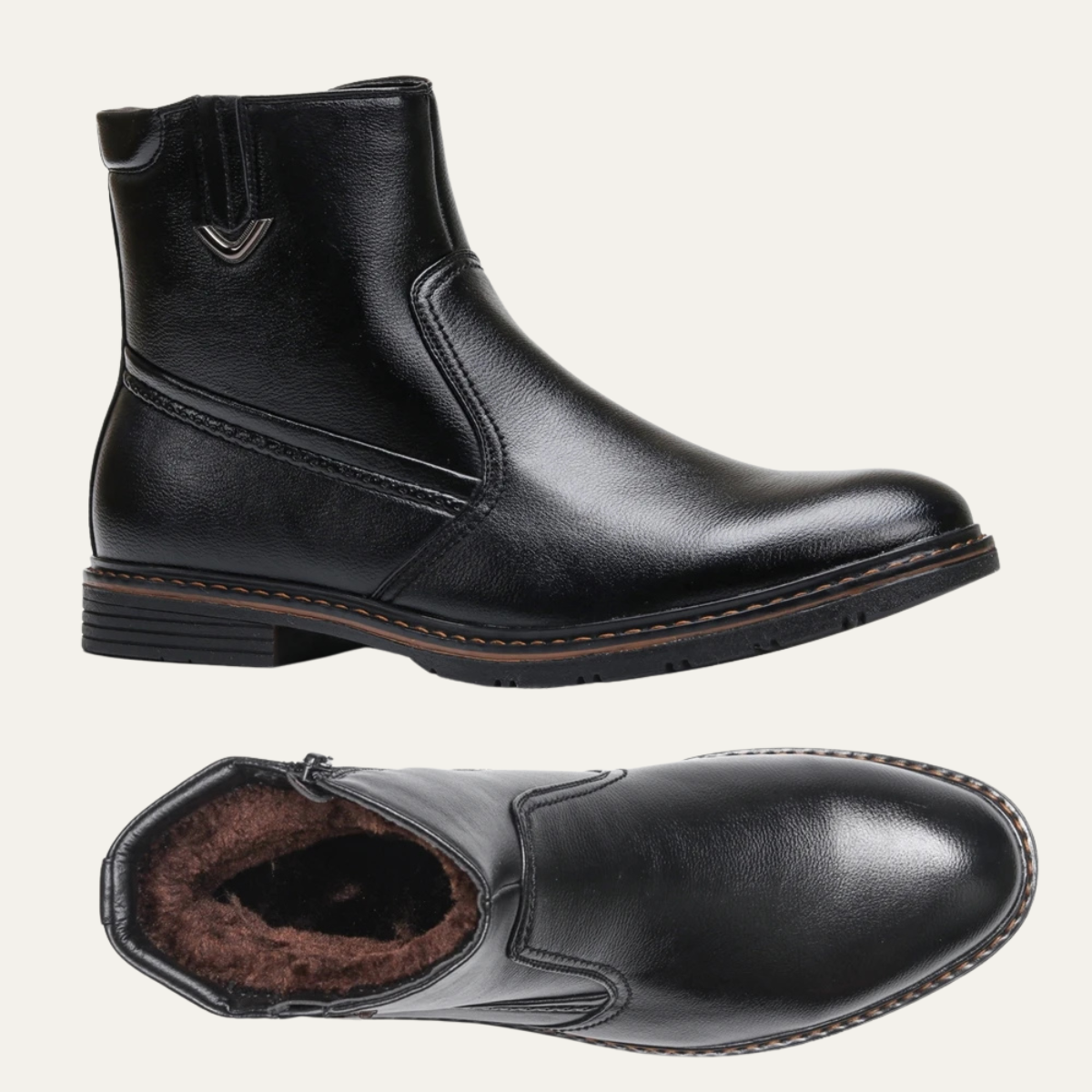 The Parioli Bottines Vintage Chaudes en Cuir Doublées de Fourrure pour Homme