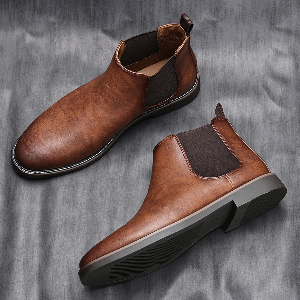 The Montalcino Bottines Chelsea Classiques en Cuir Marron à Enfiler pour Homme