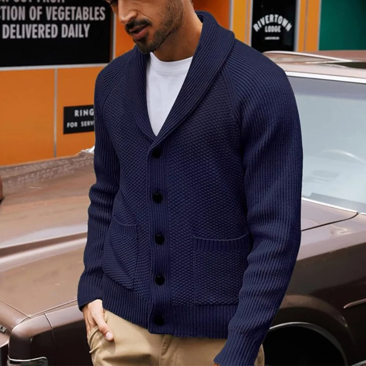 The Pembroke - Cardigan Tricoté à Col Châle pour Homme