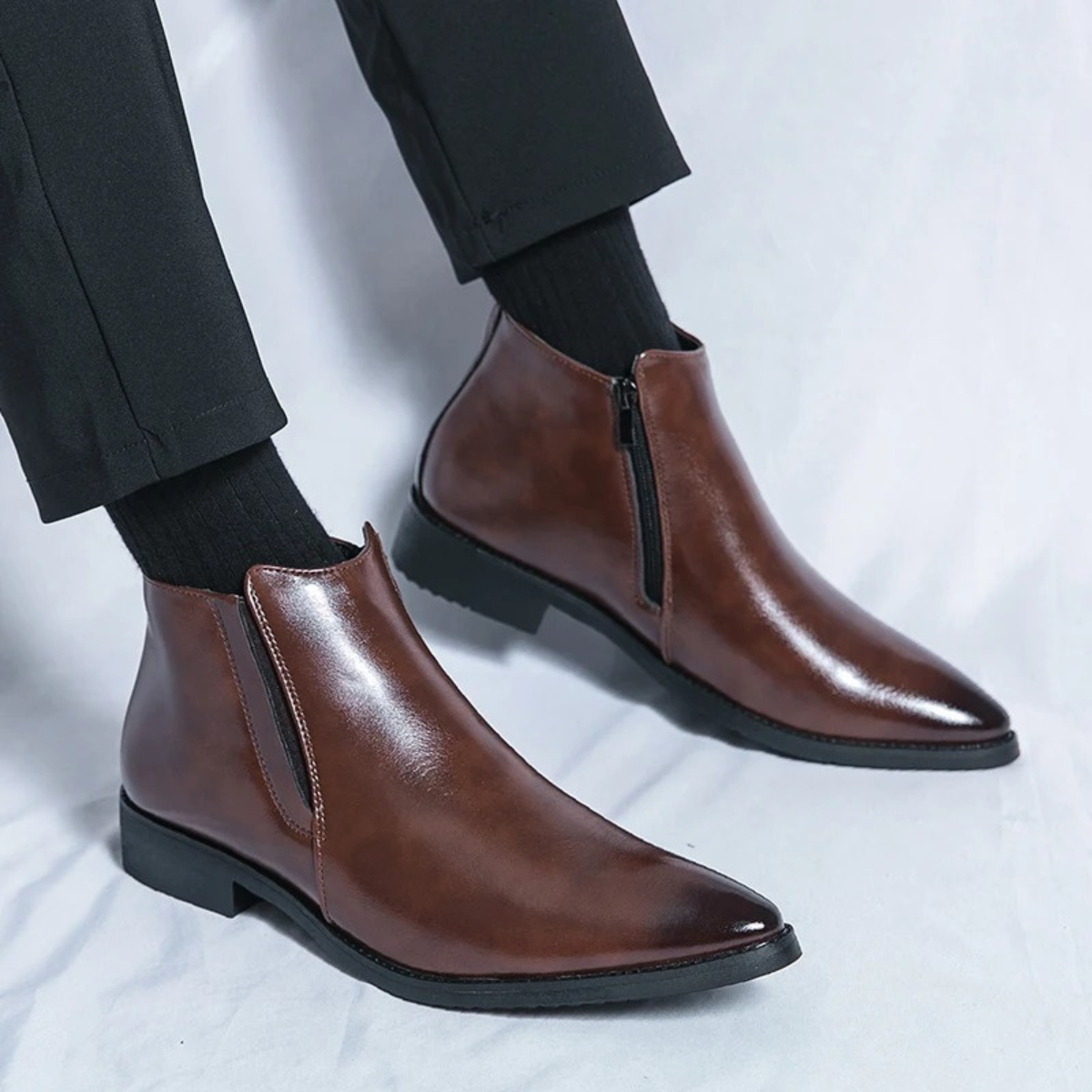 The Panarea Bottines Chelsea Classiques en Cuir à Enfiler pour Homme
