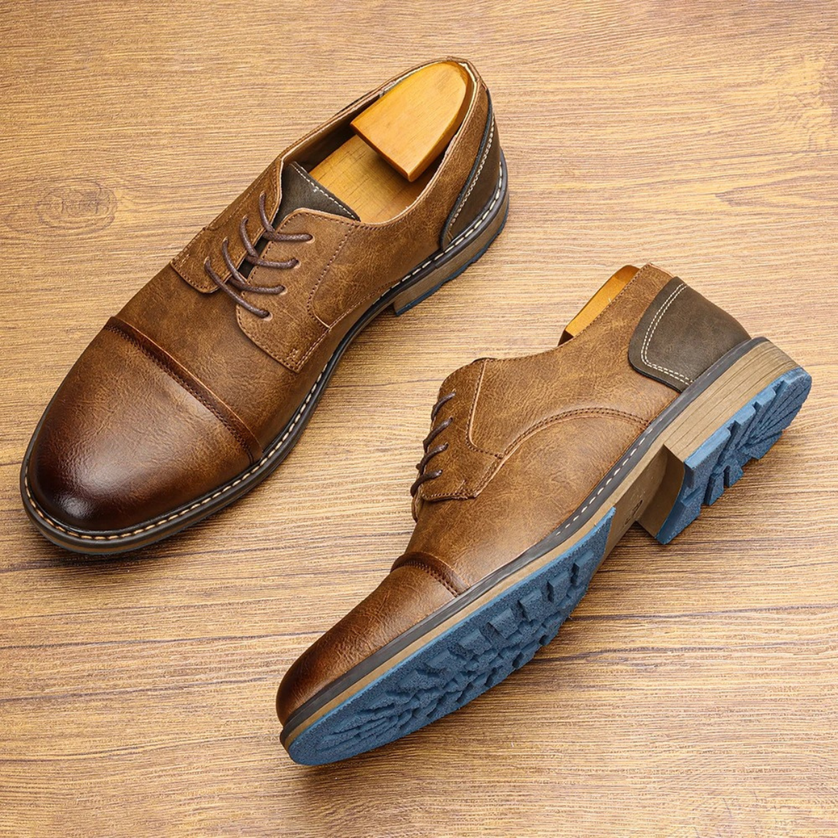 The Monferrato Chaussures Oxford en cuir à lacets rétro pour hommes
