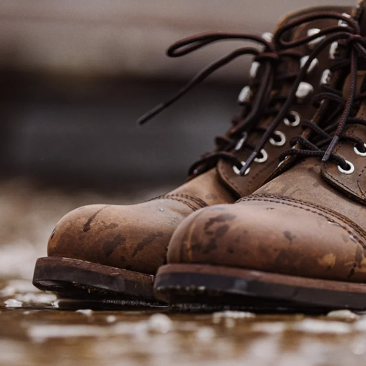 The Grayfield Bottes de combat en cuir pour hommes, à lacets