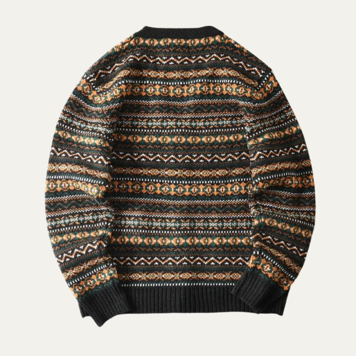 The Monopoli - Cardigan à Boutons à Motif Rétro Nordique pour Hommes