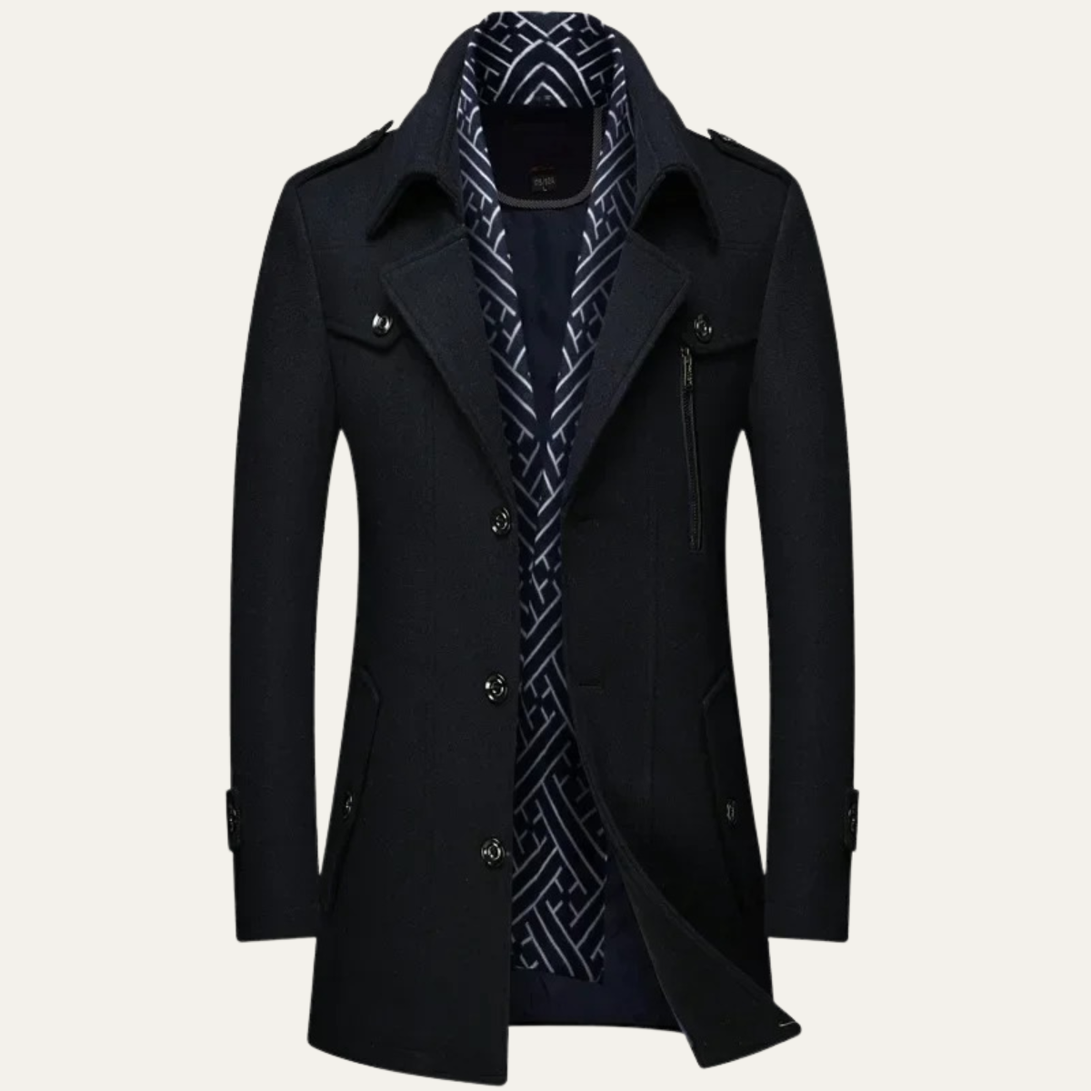 The Siena Manteau Long en Laine Mélangée pour Homme avec Col à Revers