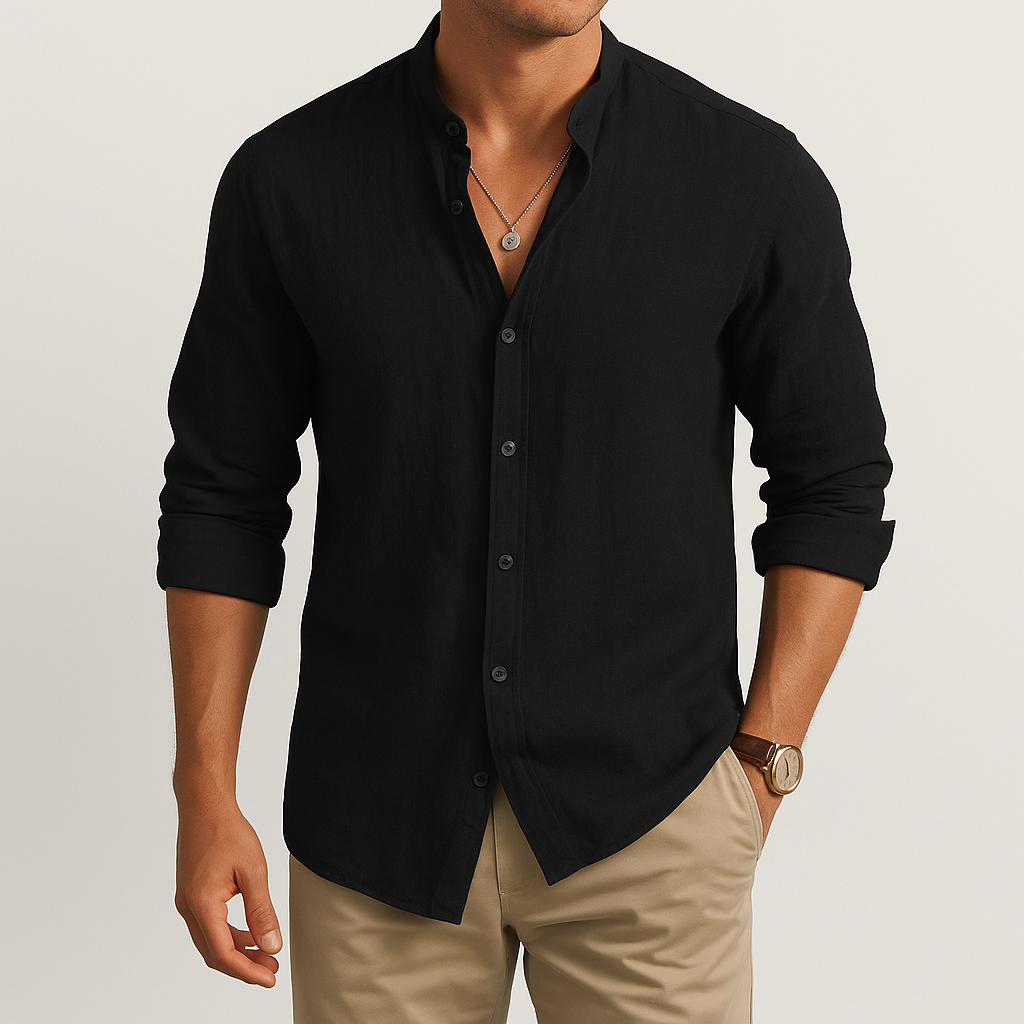 The London Chemise décontractée en lin pour homme coupe ample pour l'été