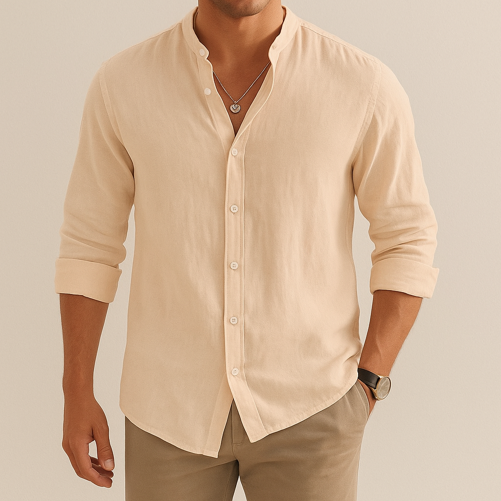 The London Chemise décontractée en lin pour homme coupe ample pour l'été