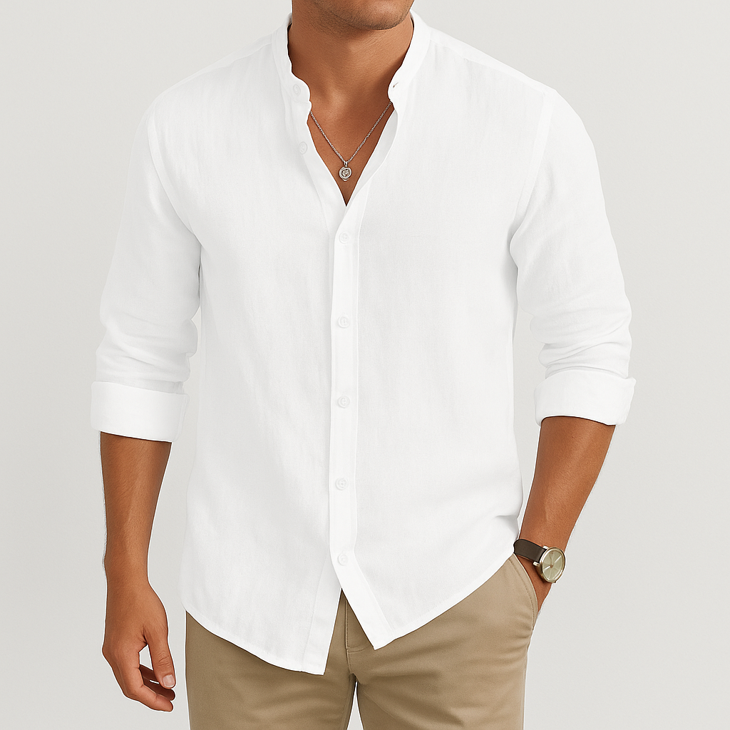The London Chemise décontractée en lin pour homme coupe ample pour l'été