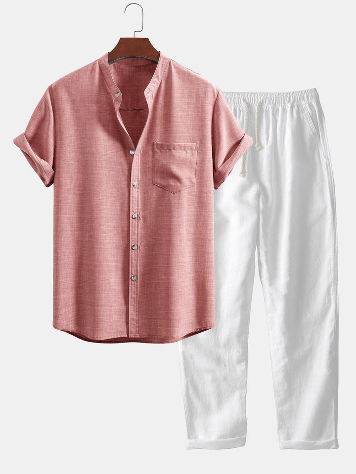 The Peschiera Ensemble Deux Pièces en Lin pour Homme – Chemise à Manches Courtes et Pantalon Décontracté
