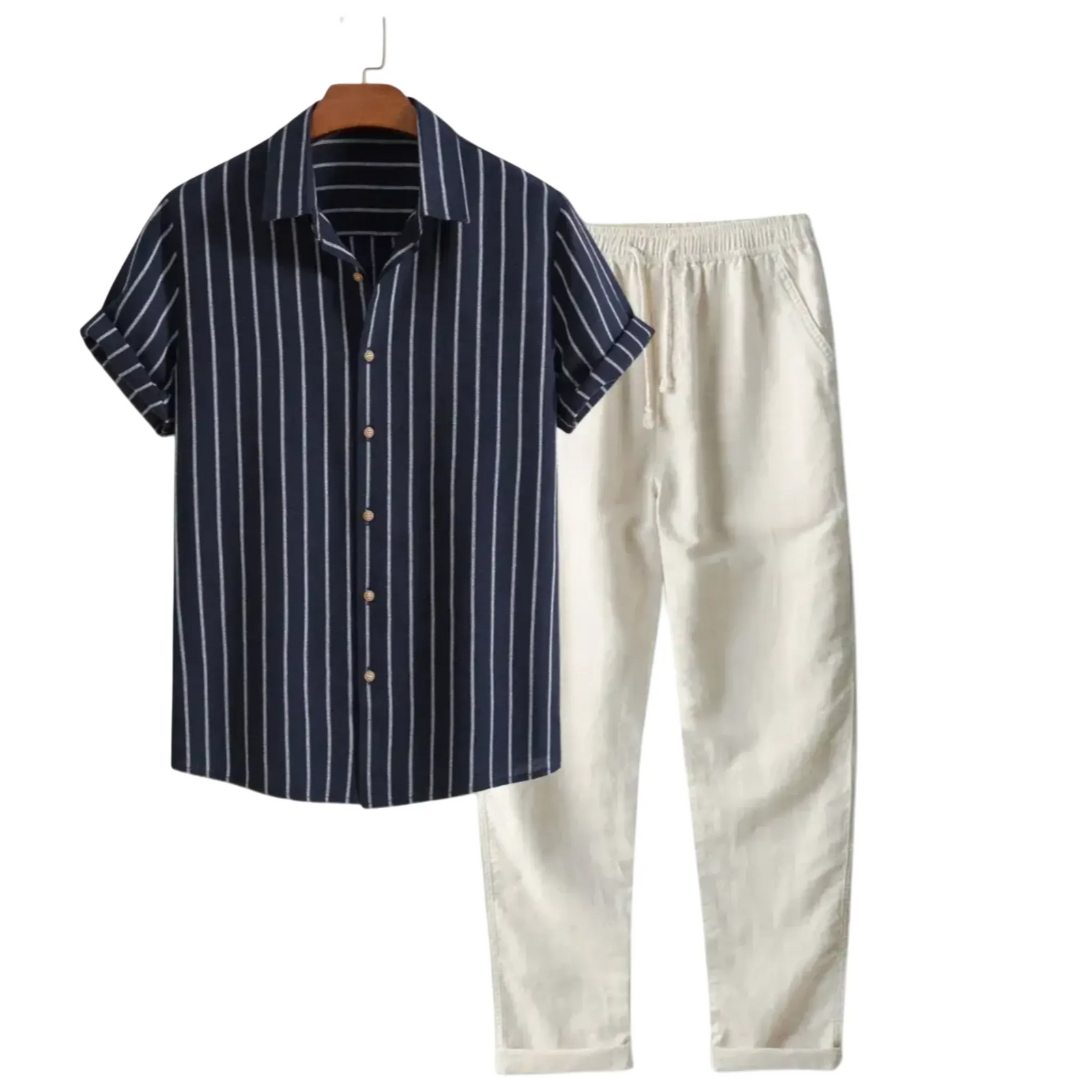 The Alassio Ensemble d’été pour homme à rayures, chemise et pantalon deux pièces