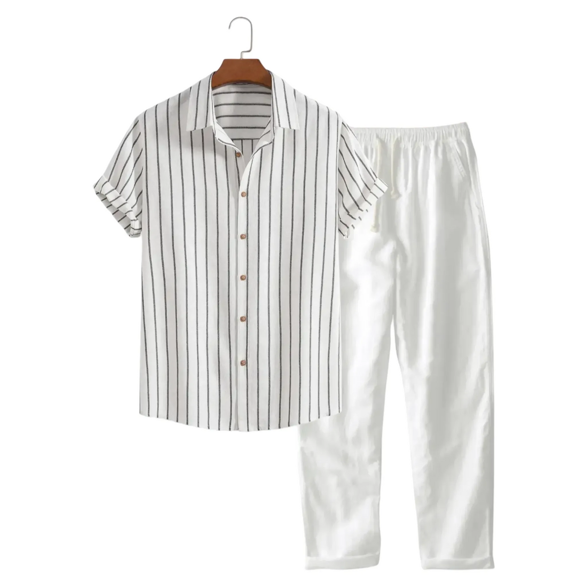 The Alassio Ensemble d’été pour homme à rayures, chemise et pantalon deux pièces