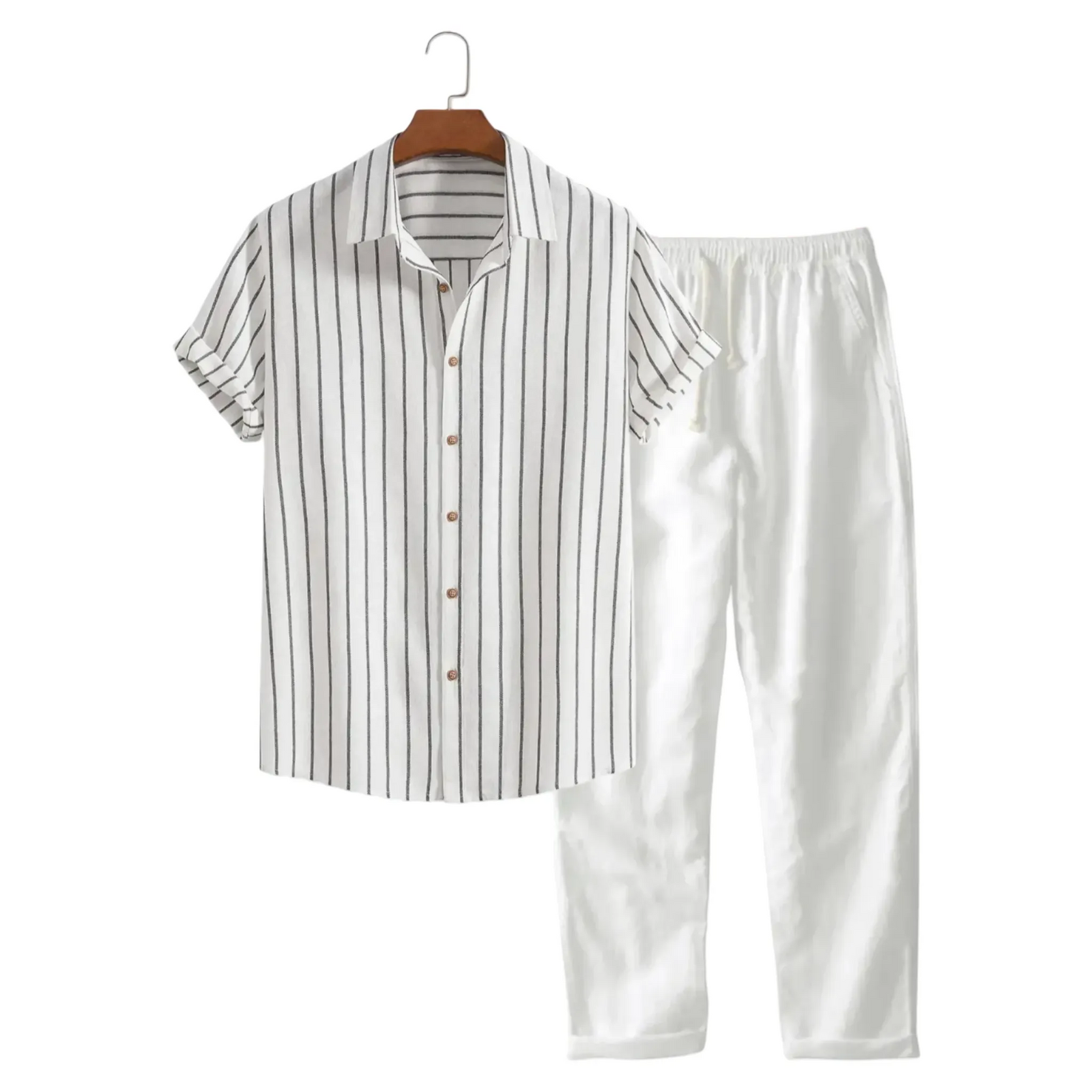 The Alassio Ensemble d’été pour homme à rayures, chemise et pantalon deux pièces