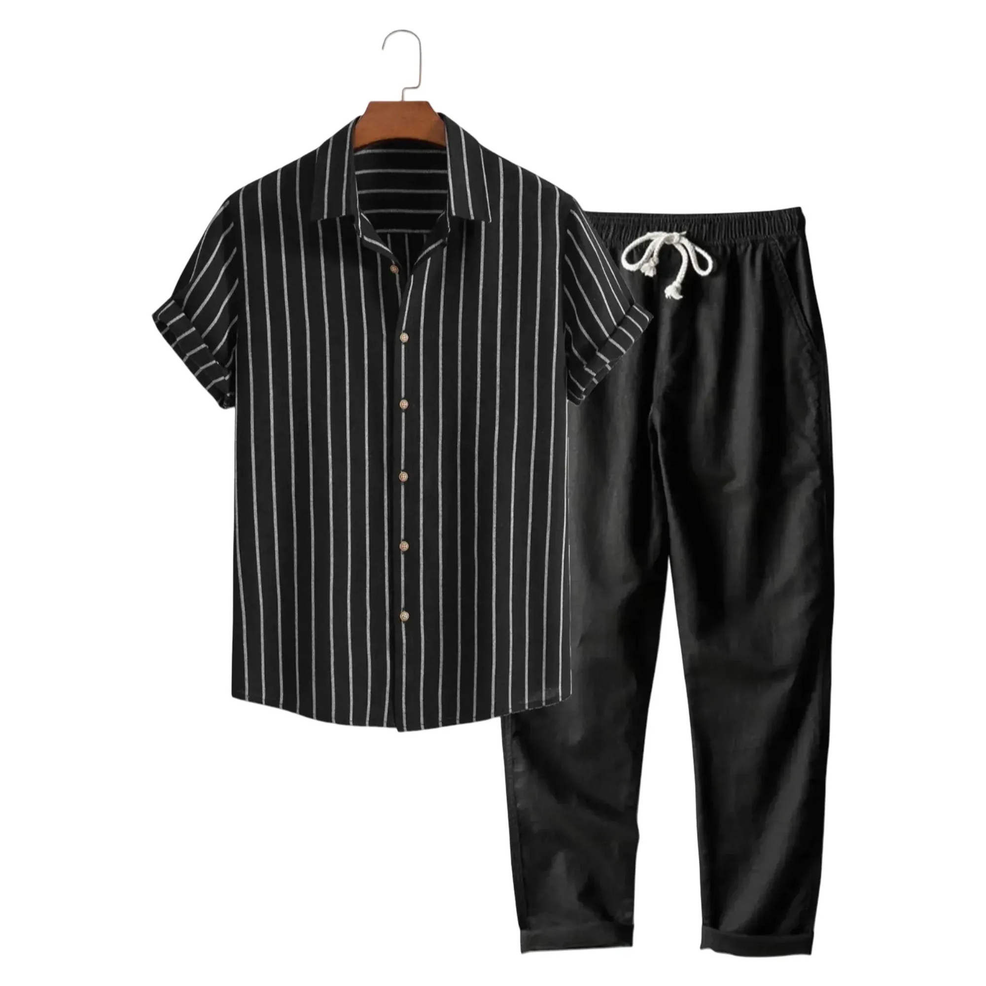The Alassio Ensemble d’été pour homme à rayures, chemise et pantalon deux pièces