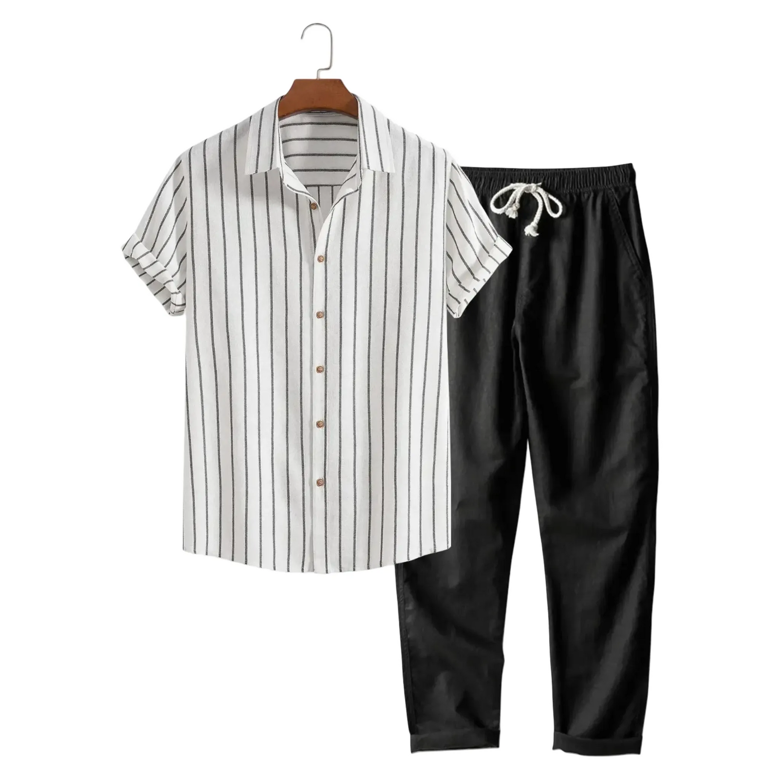 The Alassio Ensemble d’été pour homme à rayures, chemise et pantalon deux pièces
