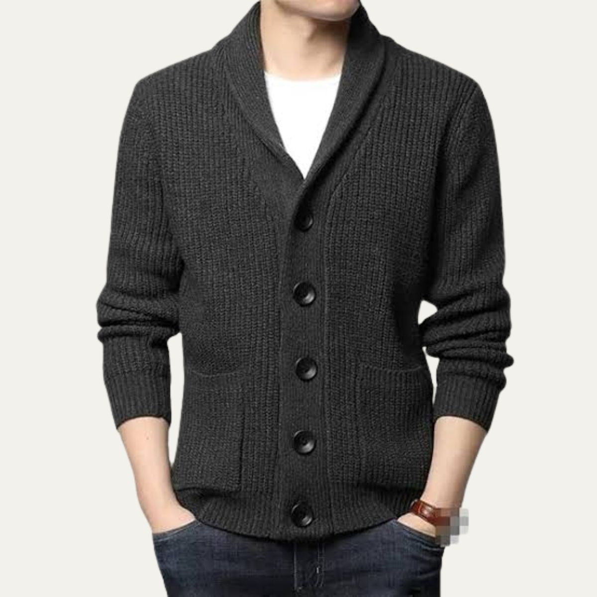 The Agrigento – Cardigan Col Châle Boutonné Homme