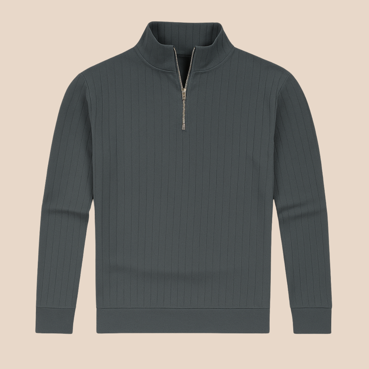 The Ashford – Pull Demi Zip Homme Côtelé Laine Mélangée Confort