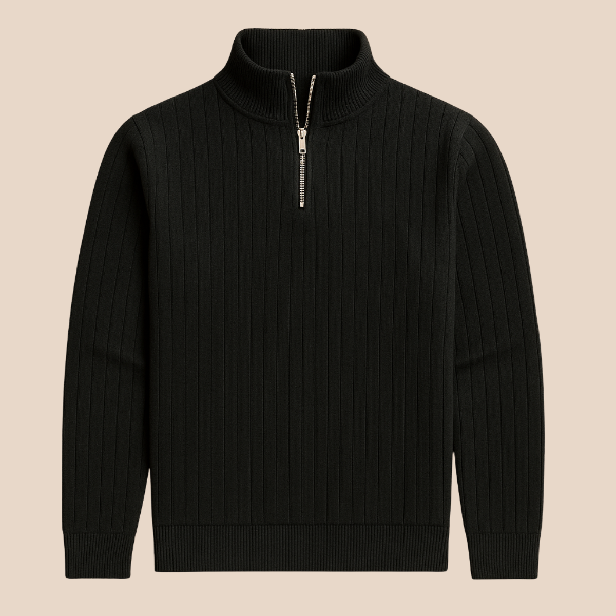 The Ashford – Pull Demi Zip Homme Côtelé Laine Mélangée Confort