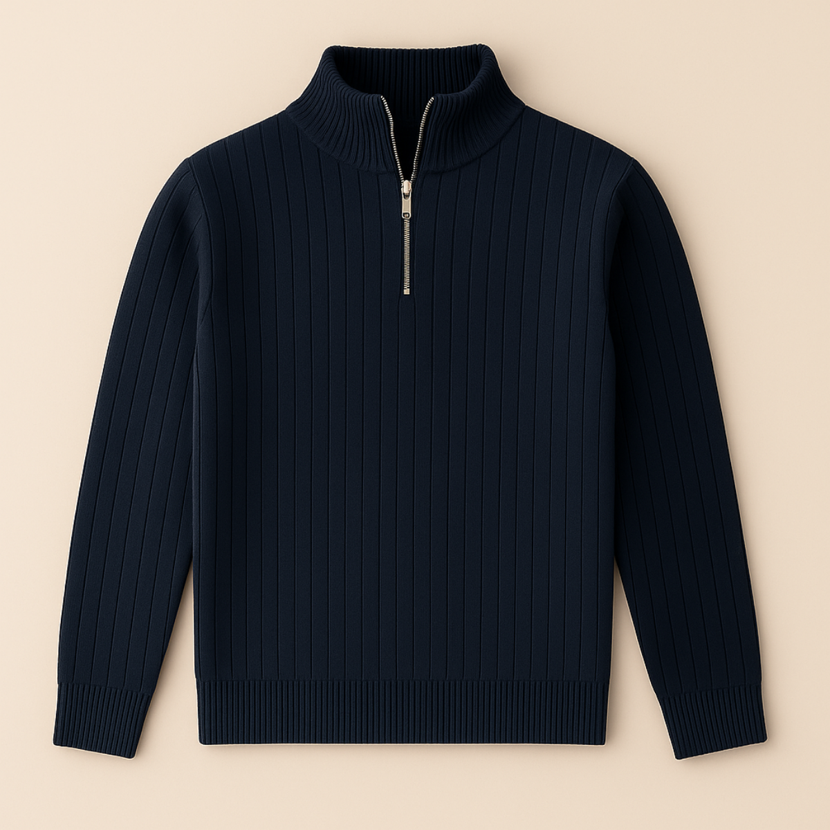 The Ashford – Pull Demi Zip Homme Côtelé Laine Mélangée Confort