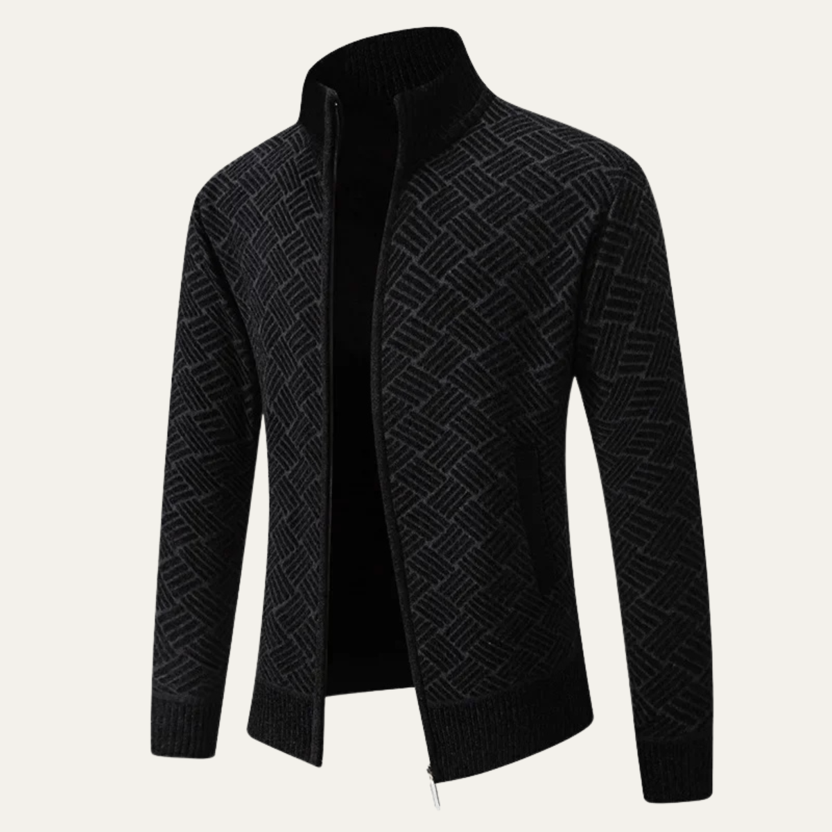 The Tropea – Cardigan Zippé à Motifs Tressés Homme