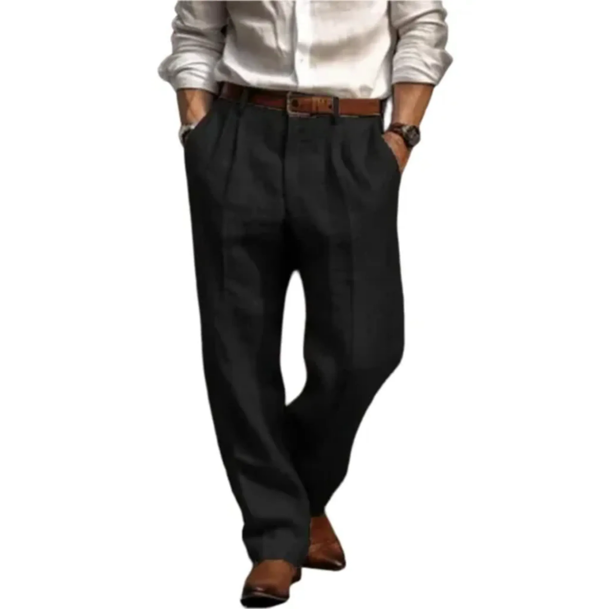 The Levico Pantalon en Lin pour Homme – Pantalon d’Été Léger et Décontracté