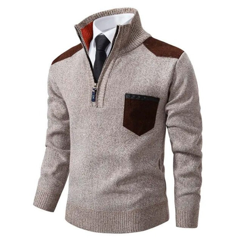 The Pienza Pull en maille chic décontracté pour homme à fermeture éclair quart de longueur