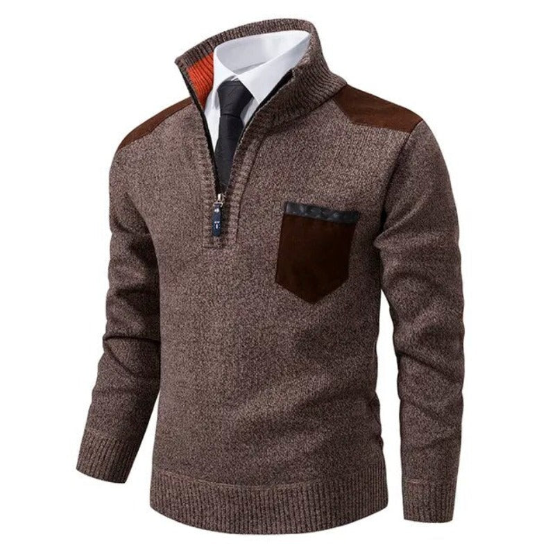 The Pienza Pull en maille chic décontracté pour homme à fermeture éclair quart de longueur