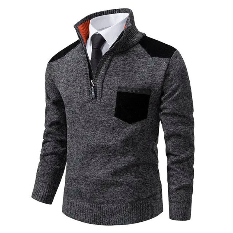The Pienza Pull en maille chic décontracté pour homme à fermeture éclair quart de longueur