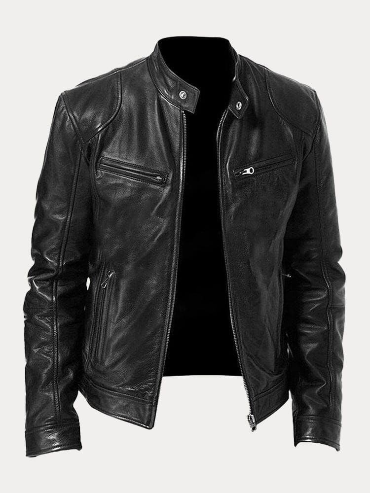 The Moltrasio Veste de moto classique en cuir avec fermeture éclair pour homme