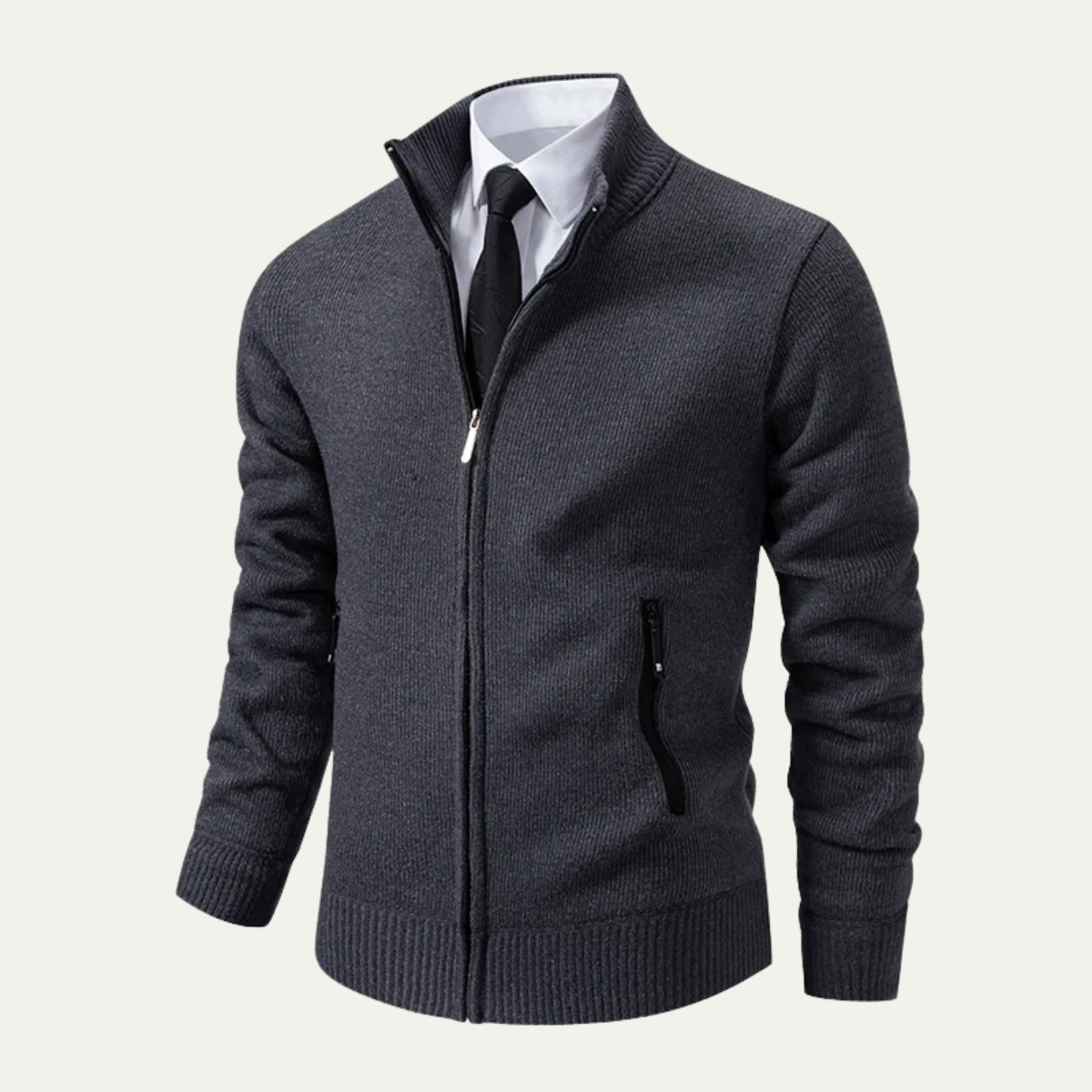 The Inverness – Cardigan Zippé Col Montant pour Homme