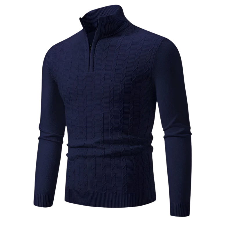 The Highclere Pull torsadé col zippé en cachemire pour homme
