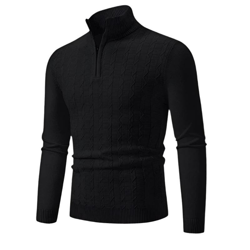 The Highclere Pull torsadé col zippé en cachemire pour homme