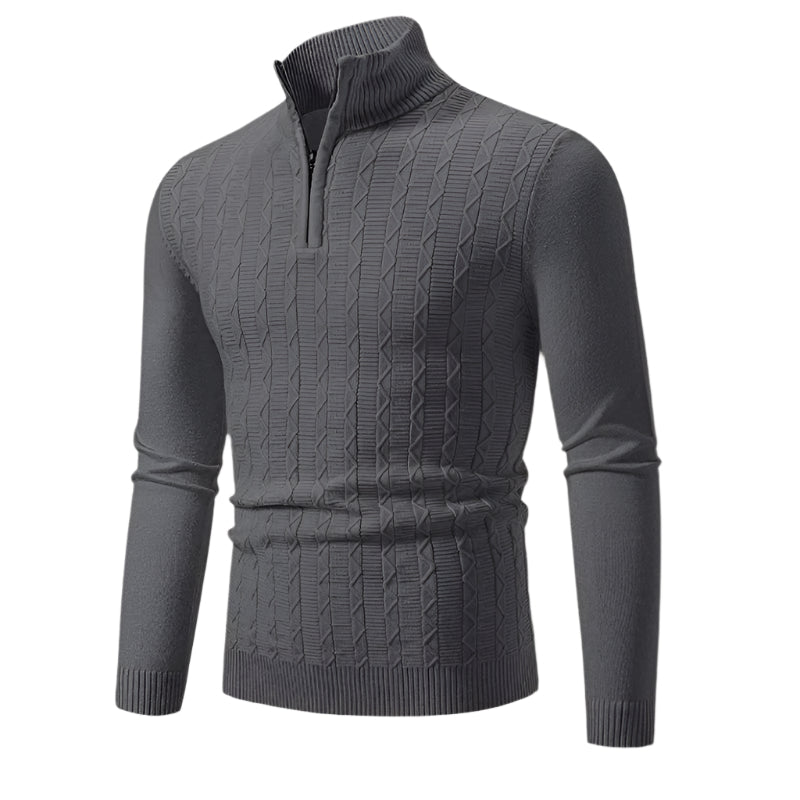 The Highclere Pull torsadé col zippé en cachemire pour homme