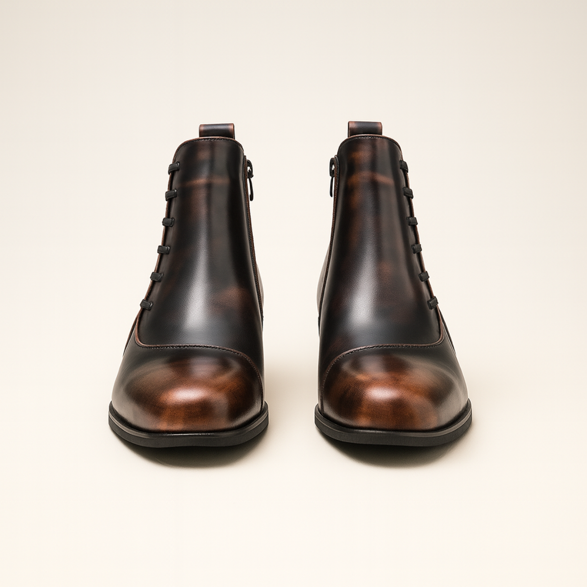 The Paisley Bottines Chelsea modernes en cuir poli pour hommes, à lacets