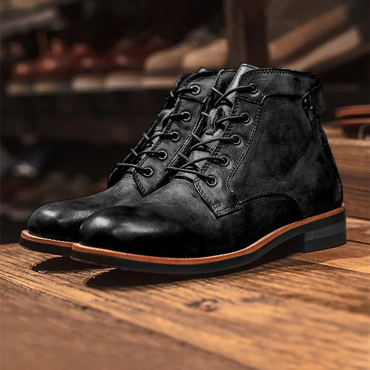 The Lucca Bottines Vintage en Cuir à Lacets pour Homme