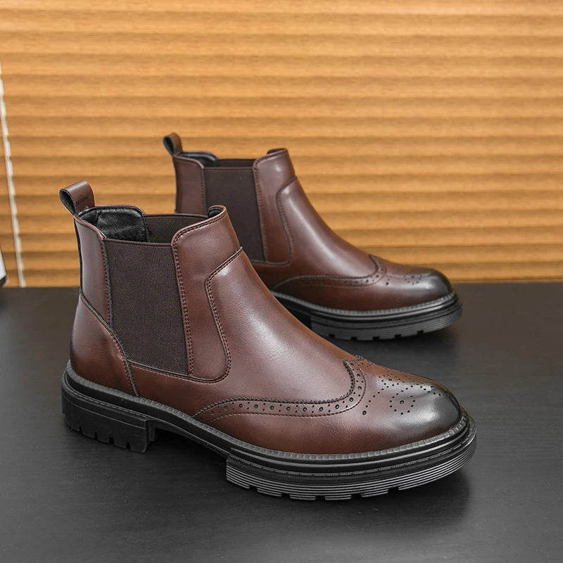 The Eastbourne Bottines Chelsea en cuir pour hommes, élégantes et à motif brogue