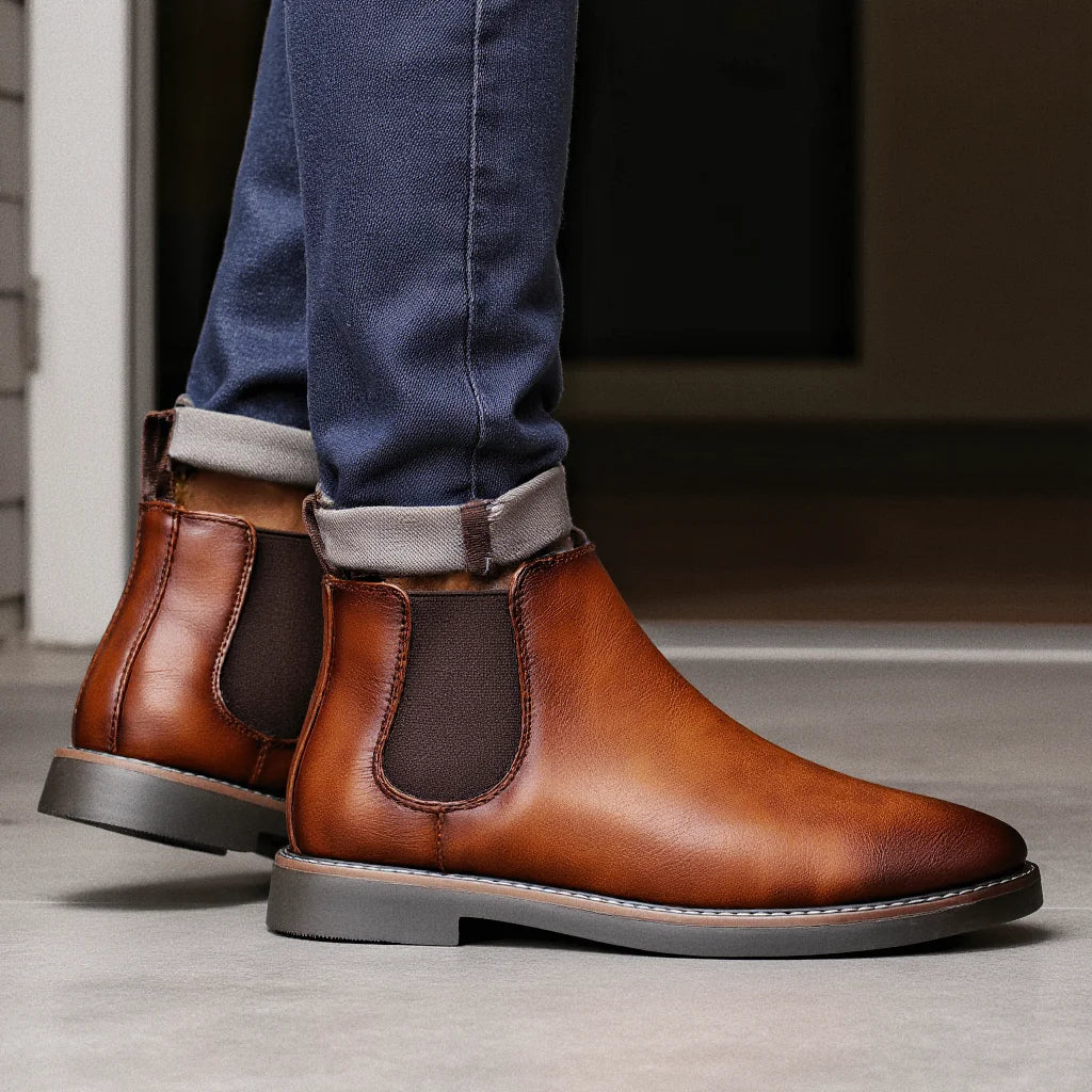 The Highlands Bottines Chelsea en cuir durable pour hommes