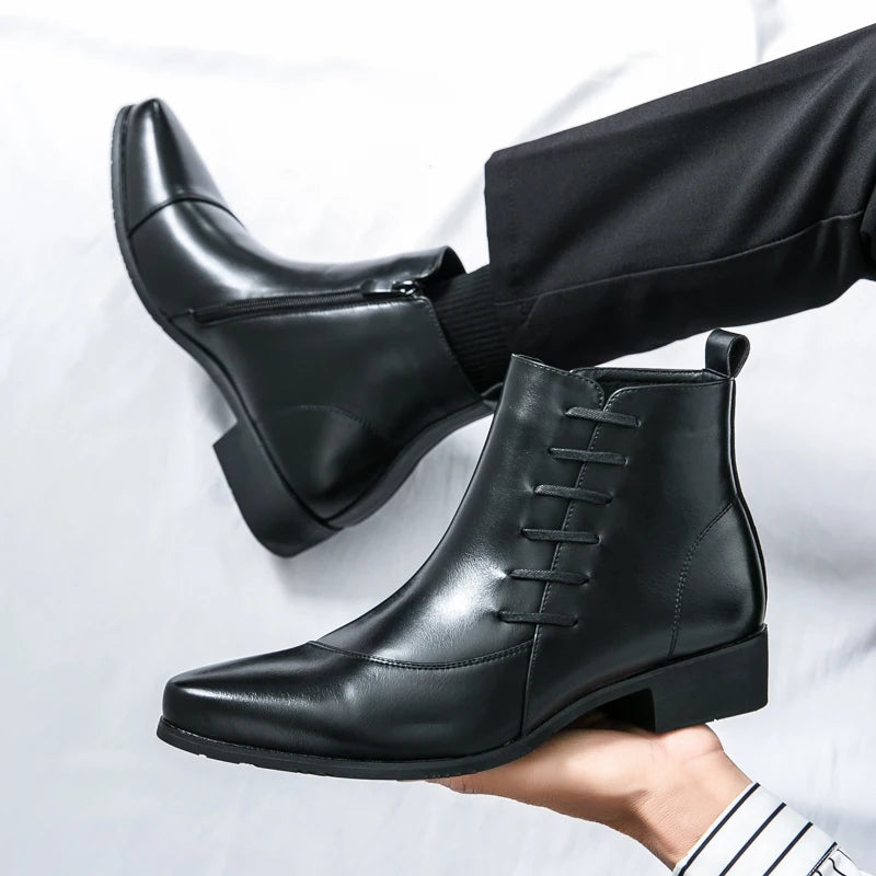 The Paisley Bottines Chelsea modernes en cuir poli pour hommes, à lacets