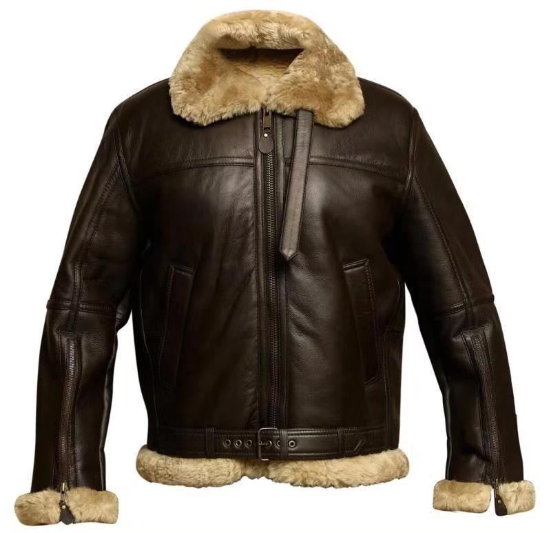 The Greenwich Veste aviateur en cuir pour homme doublée de peau de mouton chaude et élégante