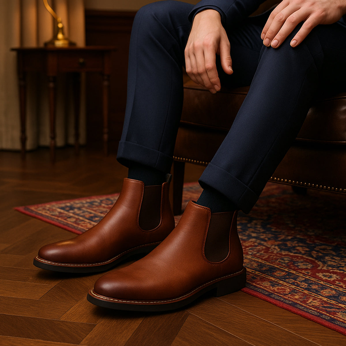 The Staffordshire Bottines Chelsea classiques en cuir pour hommes