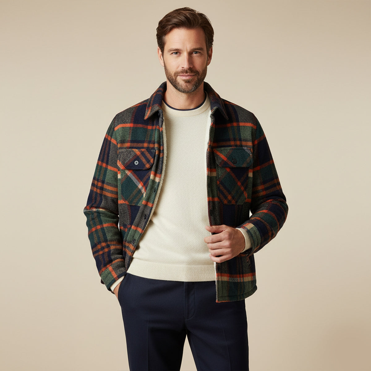 The Ryde Veste chemise à carreaux doublée en polaire pour homme – Surchemise chaude en flanelle