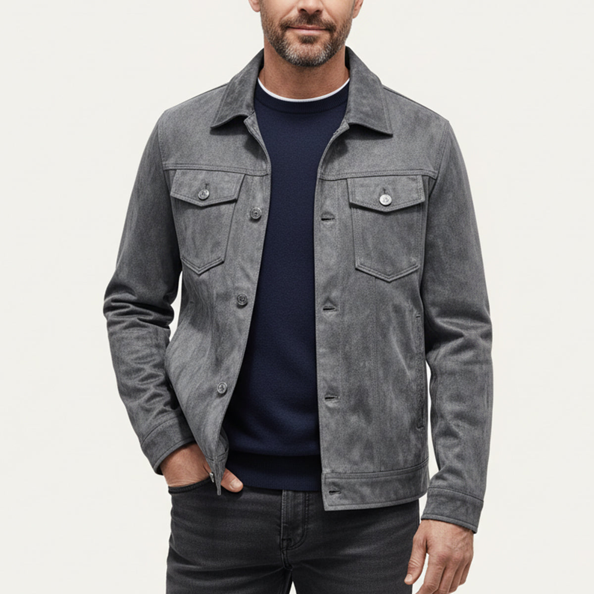 The Vintage Veste cargo en daim pour homme — Style outdoor léger