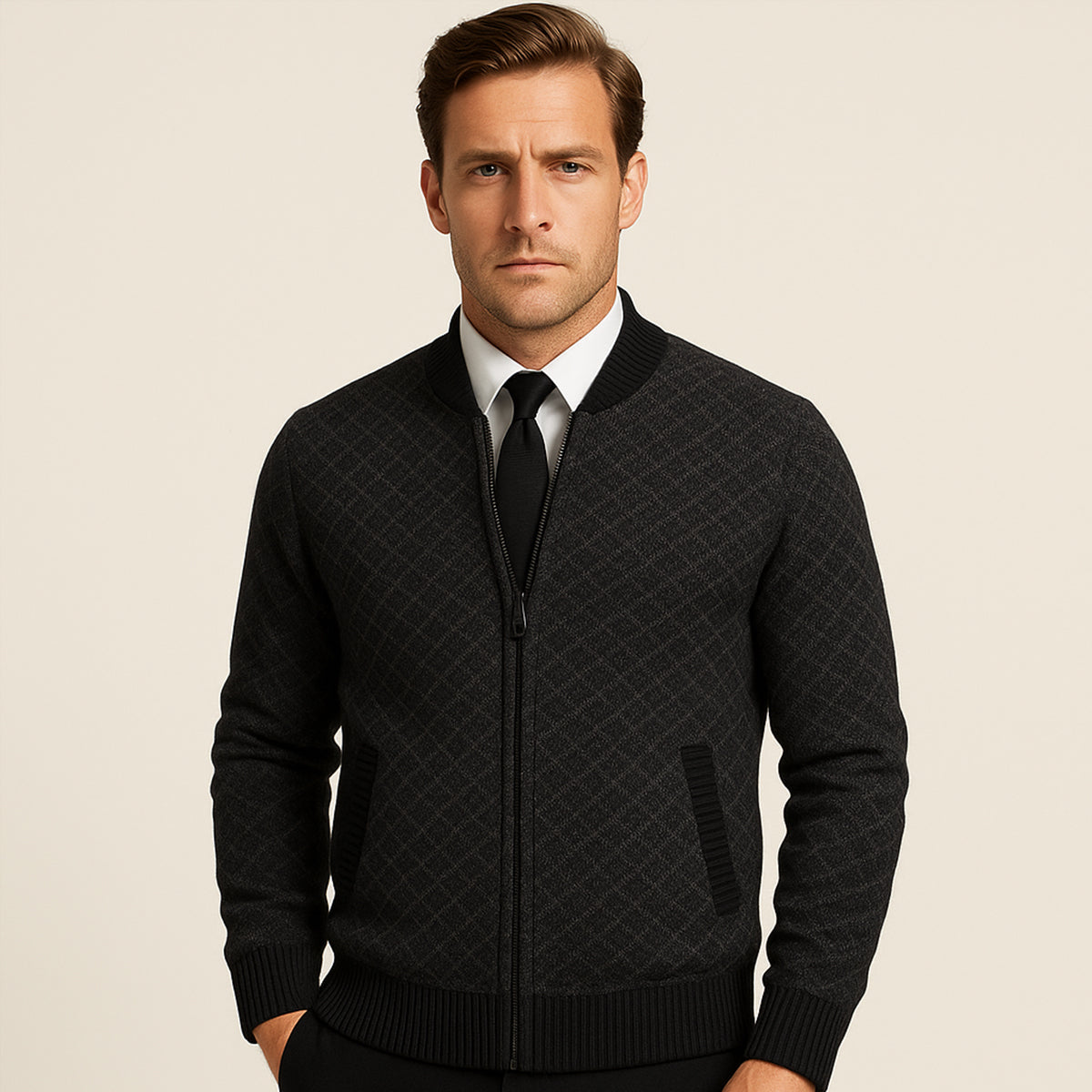 The Bibbona – Cardigan Tricotée Zippée à Motifs Homme