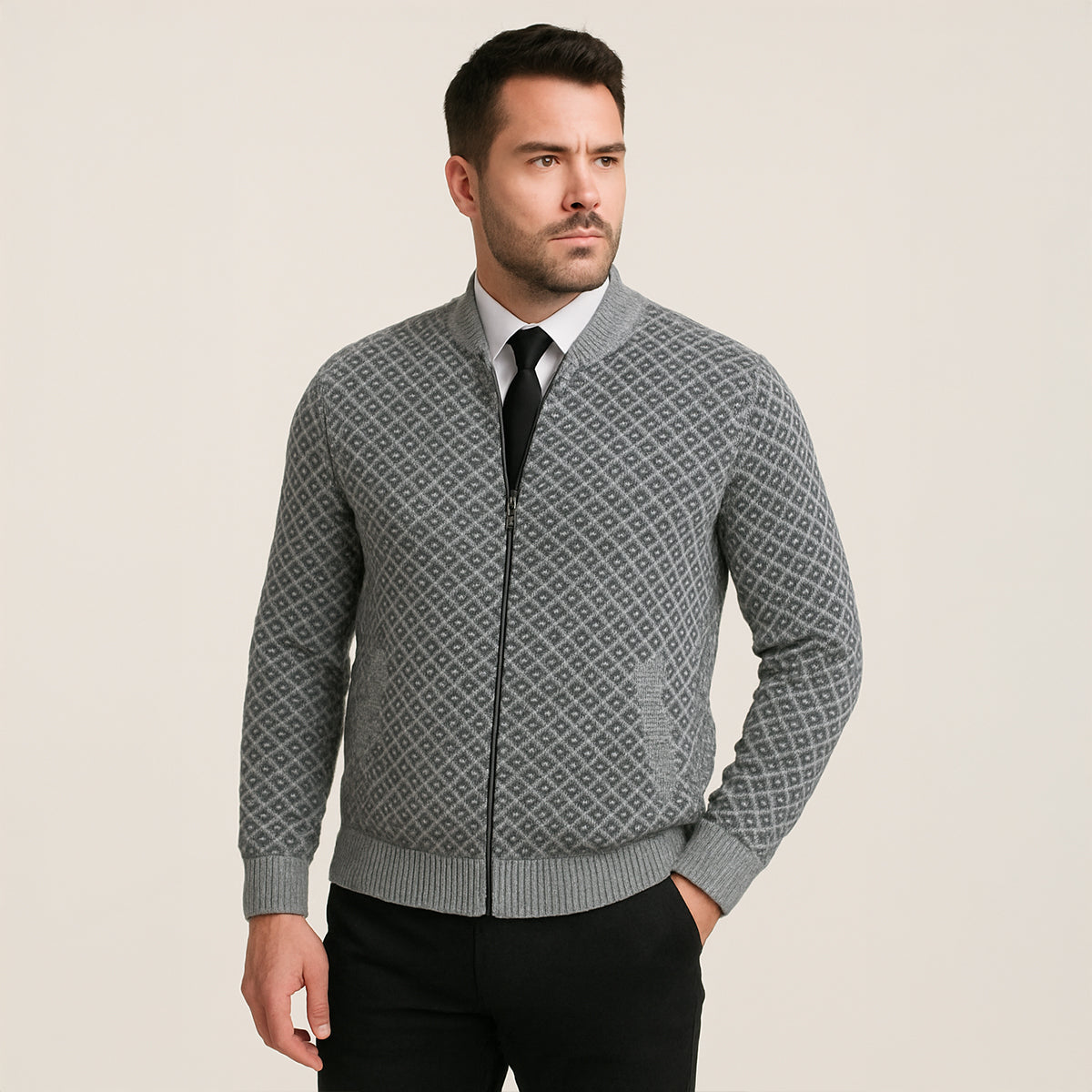 The Bibbona – Cardigan Tricotée Zippée à Motifs Homme